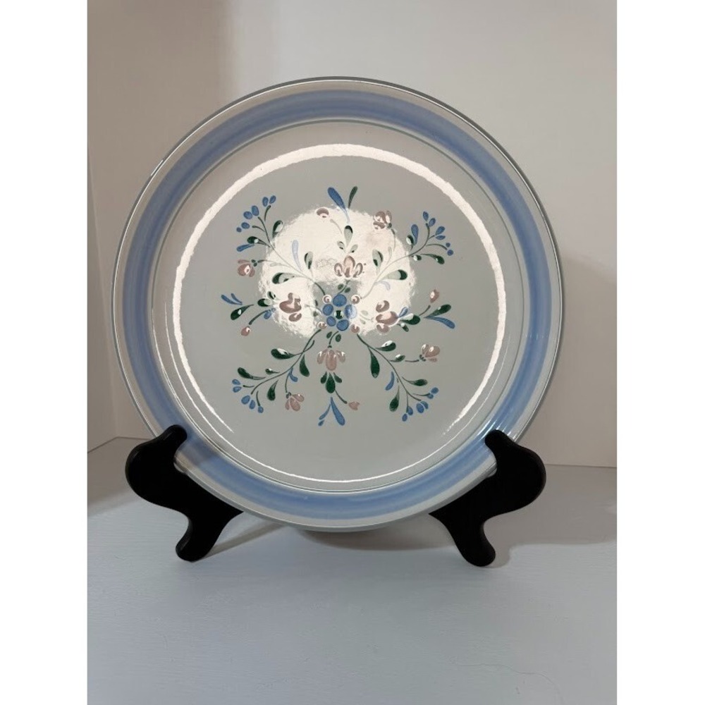 Vintage Fascino Platter Chop Plate 12" Round Yamaka Stoneware Blue Pink White